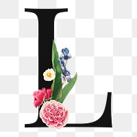 Flower decorated capital letter L typography