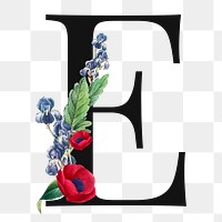 Flower decorated capital letter E typography