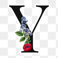 Flower decorated capital letter Y sticker typography