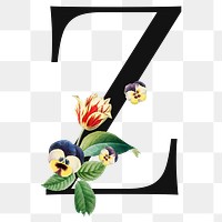 Flower decorated capital letter Z typography