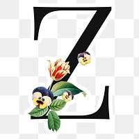 Flower decorated capital letter Z sticker typography