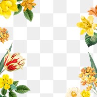 Yellow spring flowers decorated frame design element