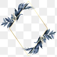 Blue leaves with rhombus frame design element