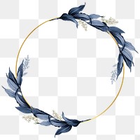 Blue leaves with golden round frame design element
