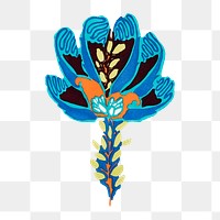 Art deco floral png sticker, vintage illustration