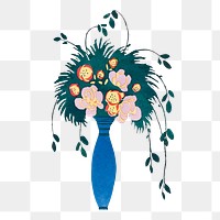 Bouquet vase png sticker, colorful vintage illustration