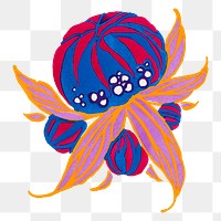 Vintage floral png sticker, colorful art deco clip art