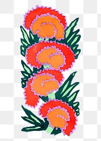 Orange flower png clipart, colorful vintage illustration