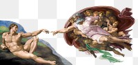 PNG Creation of Adam sticker, famous painting, remixed from artworks by Michelangelo Buonarroti