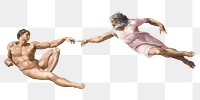 PNG Creation of Adam sticker, famous painting, remixed from artworks by Michelangelo Buonarroti