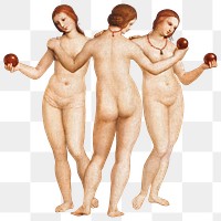 PNG nude goddess, Three Graces famous painting, remixed from artworks by Raphael