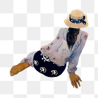 Gauguin's Siesta png sticker, famous painting on transparent background, remastered by rawpixel