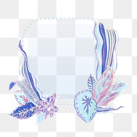 Png blue flower frame, aesthetic illustration on transparent background