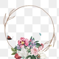 Vintage floral frame with butterfly and insect design element