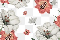 Vintage white and orange lily flower pattern background design resource