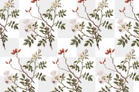 Vintage pink dog rose flower pattern background design resource