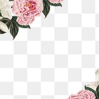 Vintage pink peony flower frame design element