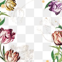 Vintage tulip flower frame on texture background design element