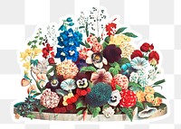 Vintage flowers sticker with white border