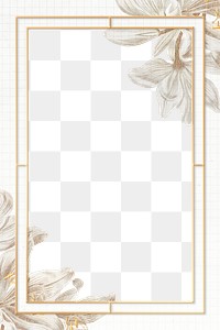 Vintage white lily flower frame design element