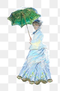 Png Woman with a Parasol sticker, Claude Monet's vintage painting on transparent background, remastered by rawpixel