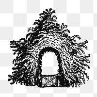 Tree archway png, black ink drawing, digitally enhanced from our own original copy of The Open Door to Independence (1915) by Thomas E. Hill.