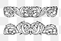Vintage ornament border png collage element, black ink drawing, digitally enhanced from our own original copy of The Open Door to Independence (1915) by Thomas E. Hill.