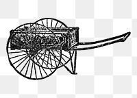 Hand cart sticker png, black ink drawing, digitally enhanced from our own original copy of The Open Door to Independence (1915) by Thomas E. Hill.