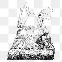 Classic hand drawn png sticker, mountain design element illustration, transparent background