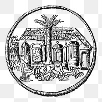 Roman medal png sticker, vintage illustration clip art, transparent background