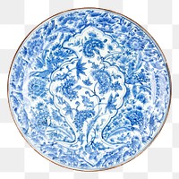 Vintage png iranian floral dish, featuring public domain artworks