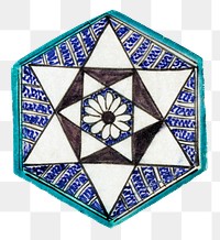 Vintage png Syrian or Egyptian tile, featuring public domain artworks