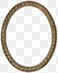 Vintage gold oval transparent frame, featuring public domain artworks