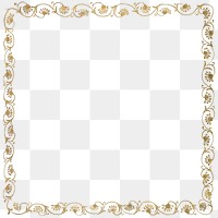 Vintage gold floral transparent frame, featuring public domain artworks