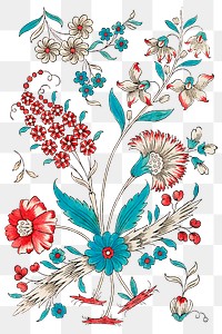 Vintage flower illustration png, featuring public domain artworks