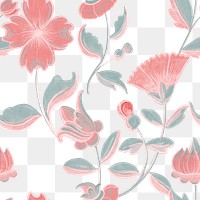 Vintage pink floral pattern transparent background, featuring public domain artworks