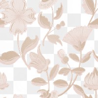 Vintage neutral floral pattern transparent background, remix from public domain artwork