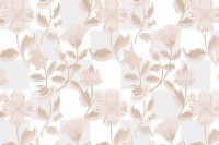 Vintage neutral floral pattern transparent background, remix from public domain artwork