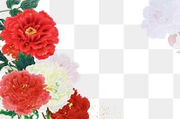 Peony png border, red & pink flower sticker, floral design on transparent background