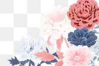 Botanical border png, peony flower print on transparent background