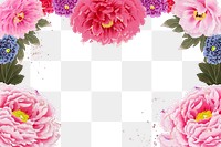 Aesthetic peony png frame, floral pink & red graphic on transparent background