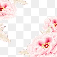 Pink peony png frame, flower collage element on transparent background