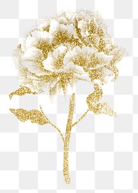 Gold peony png sticker, botanical flower design element on transparent background