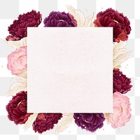 Aesthetic peony png frame, floral pink & red graphic on transparent background