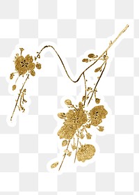 Golden cherry blossom sticker design element