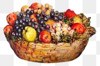 Fruits in a basket png remixed from the artworks of Claude Monet.