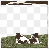 Vintage cows with png frame, remix from artworks by Samuel Jessurun de Mesquita