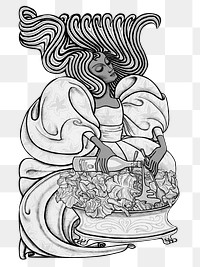Png retro woman dressing, remixed from the artworks of Jan Toorop.