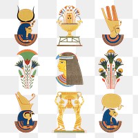 Ancient Egyptian ornamental element png sticker set