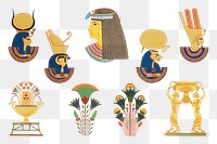 Ancient Egyptian ornamental element png sticker set